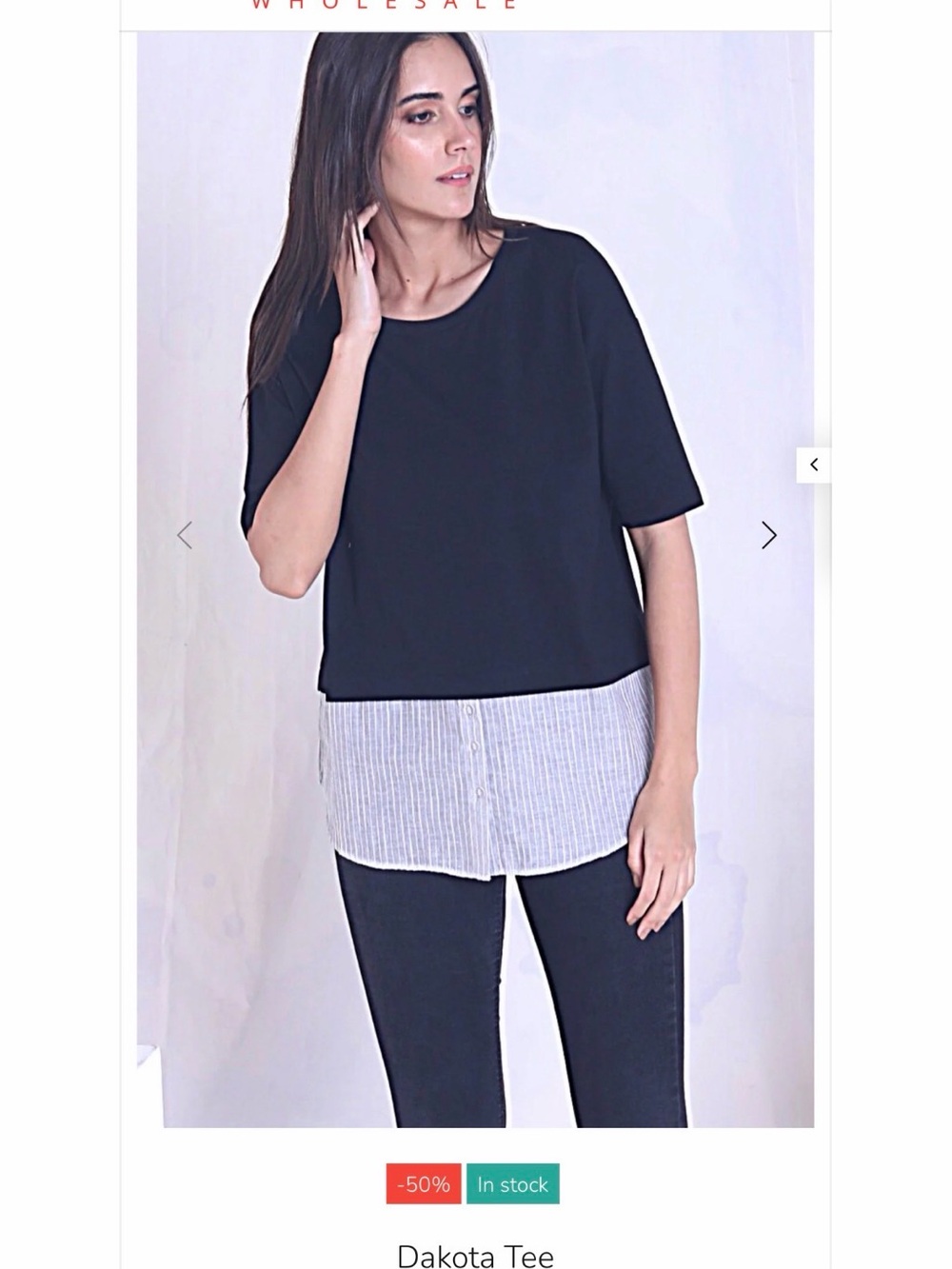 Maude Vivante Dakota Layered Tee Black Stripe Hem Top Size L Minimalist
